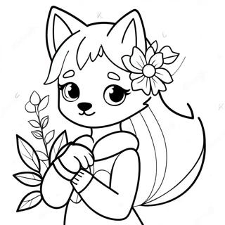 Pagina Para Colorir De Garota Lobo Anime Fofa Com Flores 27925-25375