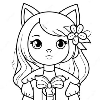 Pagina Para Colorir De Garota Lobo Anime Fofa Com Flores 27925-25376