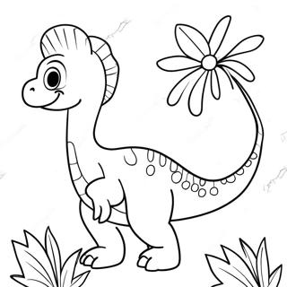 Pagina Para Colorir Fofo Therizinosaurus Com Flores 28085-25504