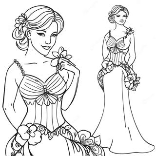 Pagina Para Colorir De Mulher Elegante Em Um Vestido 2819-2285