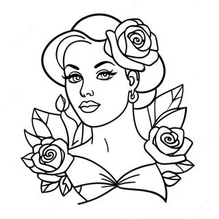 Pagina Para Colorir De Garota Pin Up Com Rosas 28586-25883