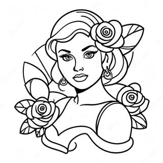 Pagina Para Colorir De Garota Pin Up Com Rosas 28586-25884