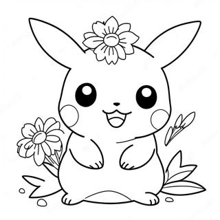 Pagina Para Colorir De Pikachu Fofo Com Flores 28697-25975