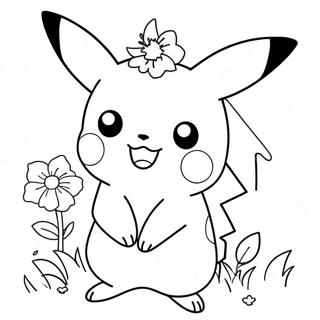 Pagina Para Colorir De Pikachu Fofo Com Flores 28697-25976