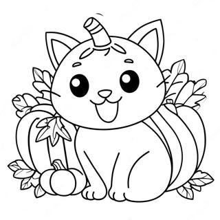 Pagina Para Colorir De Gato Fofo De Acao De Gracas Com Abobora 28957-26182