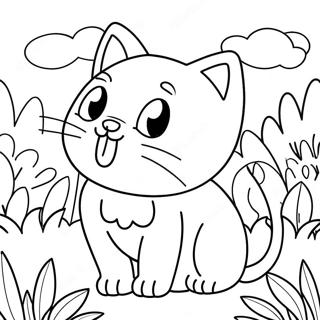 Pagina Para Colorir De Gato De Desenho Animado Brincalhao No Jardim 2919-2366