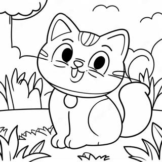 Pagina Para Colorir De Gato De Desenho Animado Brincalhao No Jardim 2919-2367