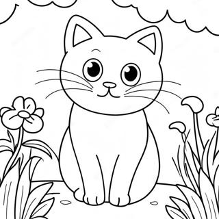 Pagina Para Colorir De Gato De Desenho Animado Brincalhao No Jardim 2919-2368