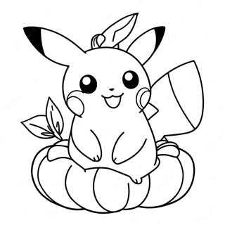 Pagina Para Colorir Do Pikachu Adoravel Em Uma Abobora 29267-26429