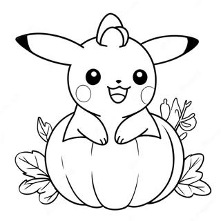 Pagina Para Colorir Do Pikachu Adoravel Em Uma Abobora 29267-26431