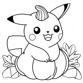 Pagina Para Colorir Do Pikachu Adoravel Em Uma Abobora 29267-26432