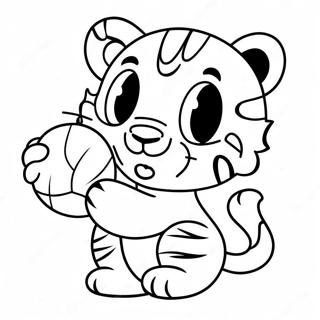 Pagina Para Colorir Do Fofo Tigre Bebe Brincando Com Uma Bola 29448-26565