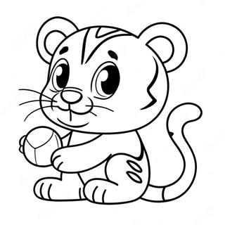 Pagina Para Colorir Do Fofo Tigre Bebe Brincando Com Uma Bola 29448-26566