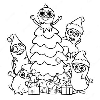 Pagina Para Colorir Dos Minions Festivos Decorando Uma Arvore 29558-26653