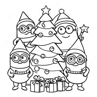 Pagina Para Colorir Dos Minions Festivos Decorando Uma Arvore 29558-26654