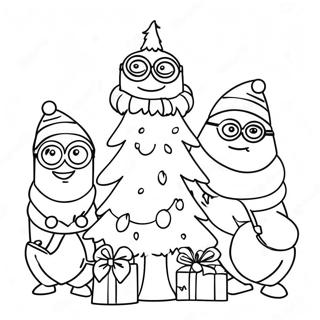 Pagina Para Colorir Dos Minions Festivos Decorando Uma Arvore 29558-26655