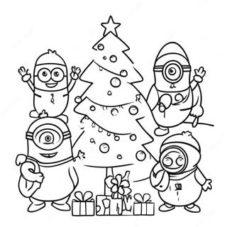 Pagina Para Colorir Dos Minions Festivos Decorando Uma Arvore 29558-26656