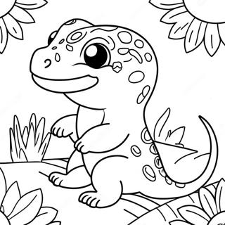 Pagina Para Colorir Do Gecko Leopardo Fofo Com Flores 29608-26694