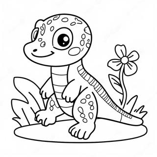 Pagina Para Colorir Do Gecko Leopardo Fofo Com Flores 29608-26696