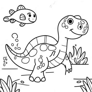 Pagina Para Colorir Do Dinossauro Aquatico Amigavel Nadando 29778-26831