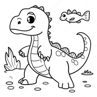 Pagina Para Colorir Do Dinossauro Aquatico Amigavel Nadando 29778-26832