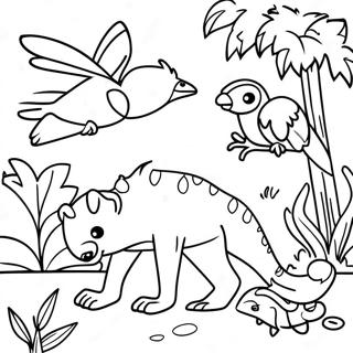 Pagina Para Colorir De Animais Da Floresta Tropical Verdejante 30059-27046