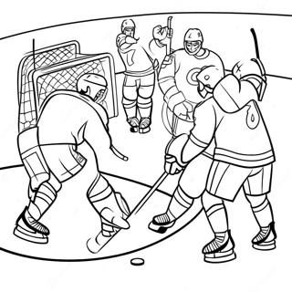 Pagina Para Colorir De Cena Empolgante De Jogo De Hockey 302-248