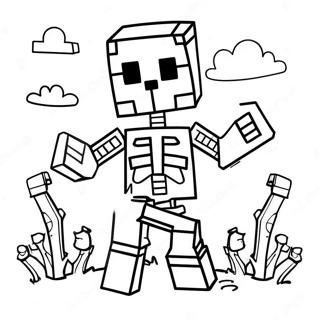 Pagina Para Colorir Do Esqueleto Assustador Do Minecraft 30459-27363