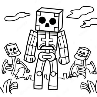 Pagina Para Colorir Do Esqueleto Assustador Do Minecraft 30459-27364