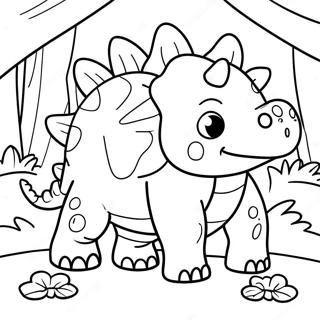 Pagina Para Colorir Do Fofo Ankylosaurus Em Uma Floresta 30799-27633