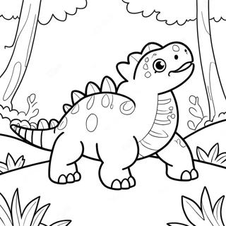 Pagina Para Colorir Do Fofo Ankylosaurus Em Uma Floresta 30799-27635