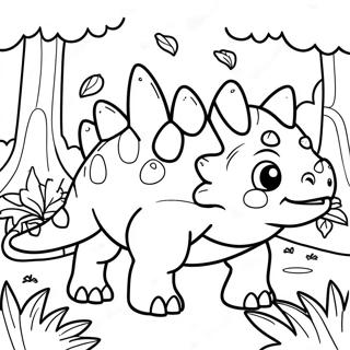 Pagina Para Colorir Do Fofo Ankylosaurus Em Uma Floresta 30799-27636