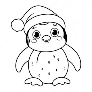 Pagina Para Colorir Do Pinguim Adoravel Com Chapeu De Papai Noel 30929-27739