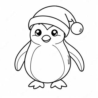 Pagina Para Colorir Do Pinguim Adoravel Com Chapeu De Papai Noel 30929-27740