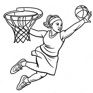 Pagina Para Colorir Da Jogadora Dinamica Da Wnba Dando Um Enterrado 31039-27828