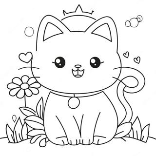 Pagina Para Colorir Do Gato Fofo Com Flores 31199-27954