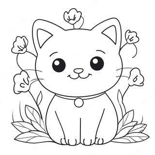 Pagina Para Colorir Do Gato Fofo Com Flores 31199-27955