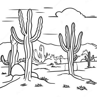 Pagina Para Colorir Da Cena Colorida Do Deserto Do Novo Mexico 31359-28082