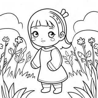 Pagina Para Colorir De Hinata Fofa Em Um Campo De Flores 31439-28145