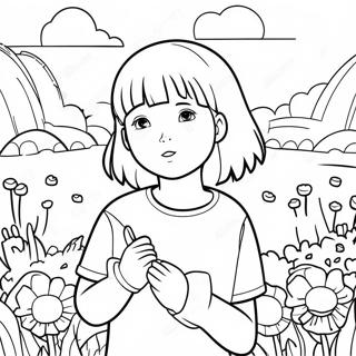 Pagina Para Colorir De Hinata Fofa Em Um Campo De Flores 31439-28146