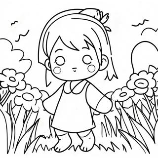 Pagina Para Colorir De Hinata Fofa Em Um Campo De Flores 31439-28147