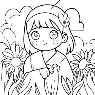 Pagina Para Colorir De Hinata Fofa Em Um Campo De Flores 31439-28148