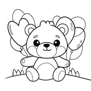 Pagina Para Colorir Urso Kawaii Fofo Com Baloes 31769-16321