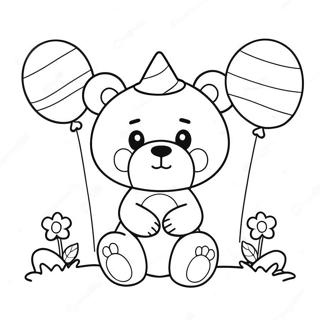 Pagina Para Colorir Urso Kawaii Fofo Com Baloes 31769-16323