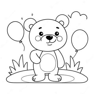 Pagina Para Colorir Urso Kawaii Fofo Com Baloes 31769-16324