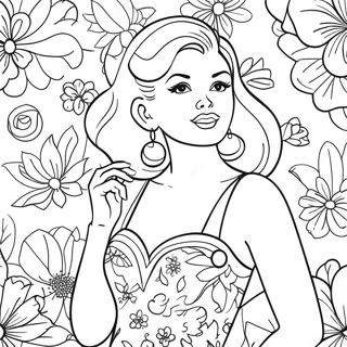 Pagina Para Colorir De Garota Pin Up Retro Em Vestido Floral 31910-16428