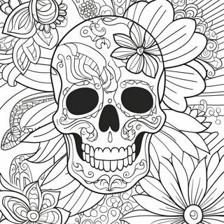 Pagina Para Colorir De Tatuagem De Caveira Floral 32330-16762