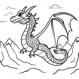 Pagina Para Colorir Do Dragao Majestoso Voando Sobre Montanhas 33292-17511