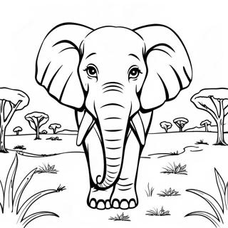 Elefante Majestoso Na Savana Pagina Para Colorir 33582-17741