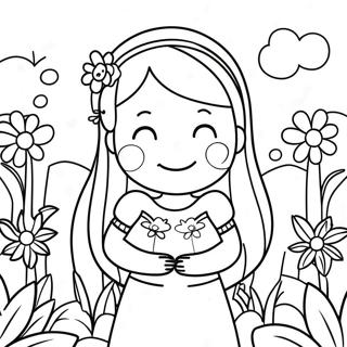 Pagina Para Colorir Da Linda Mary Jane Em Um Jardim De Flores 33662-17806